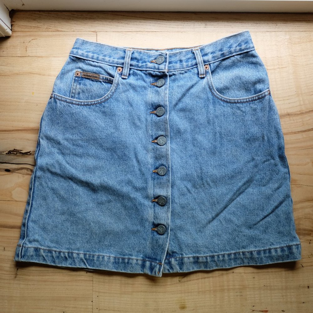 Vintage Calvin Klein Button Front Denim Mini Skirt